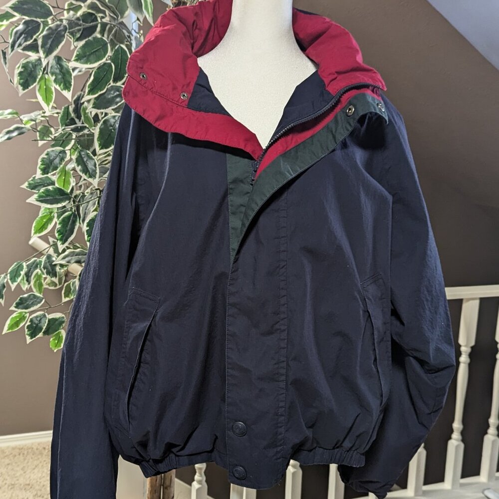 Men's Vintage Hunt Club Navy Lined Windbreaker with hidden hood-XL-100% Cotton
